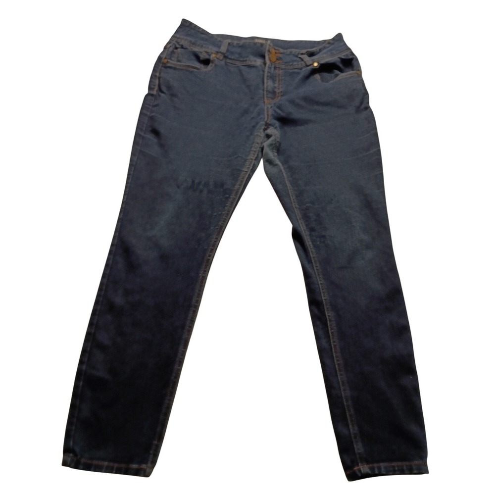 L. Jeans Women's Size 14 Dark Wash High Rise Double Button Skinny Denim NWOT